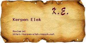 Kerpen Elek névjegykártya